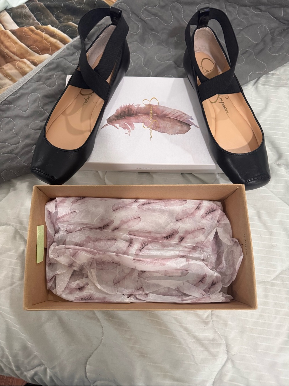 Jessica Simpson Black Elastic-Strap Ballet Flats